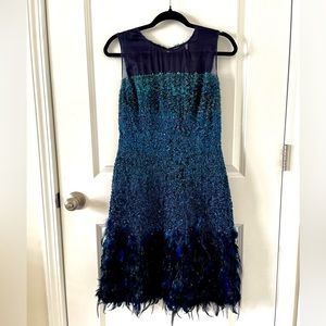 Elie Tahari Anabelle Embellished Feather Cocktail Dress NWT Sz.4